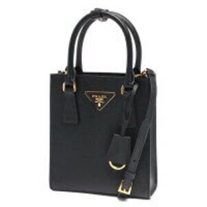 Prada Saffiano Lux 2way Shoulder Bag Triangle Logo Plate Black